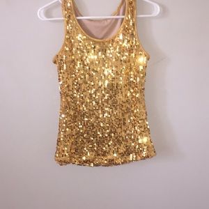 Gold Sequin Tank Top